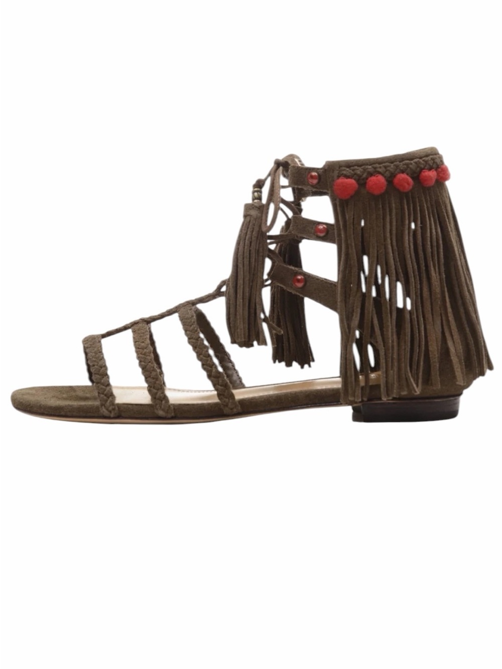SCHUTZ fringe  Gladiator Sandal - Brown Suede